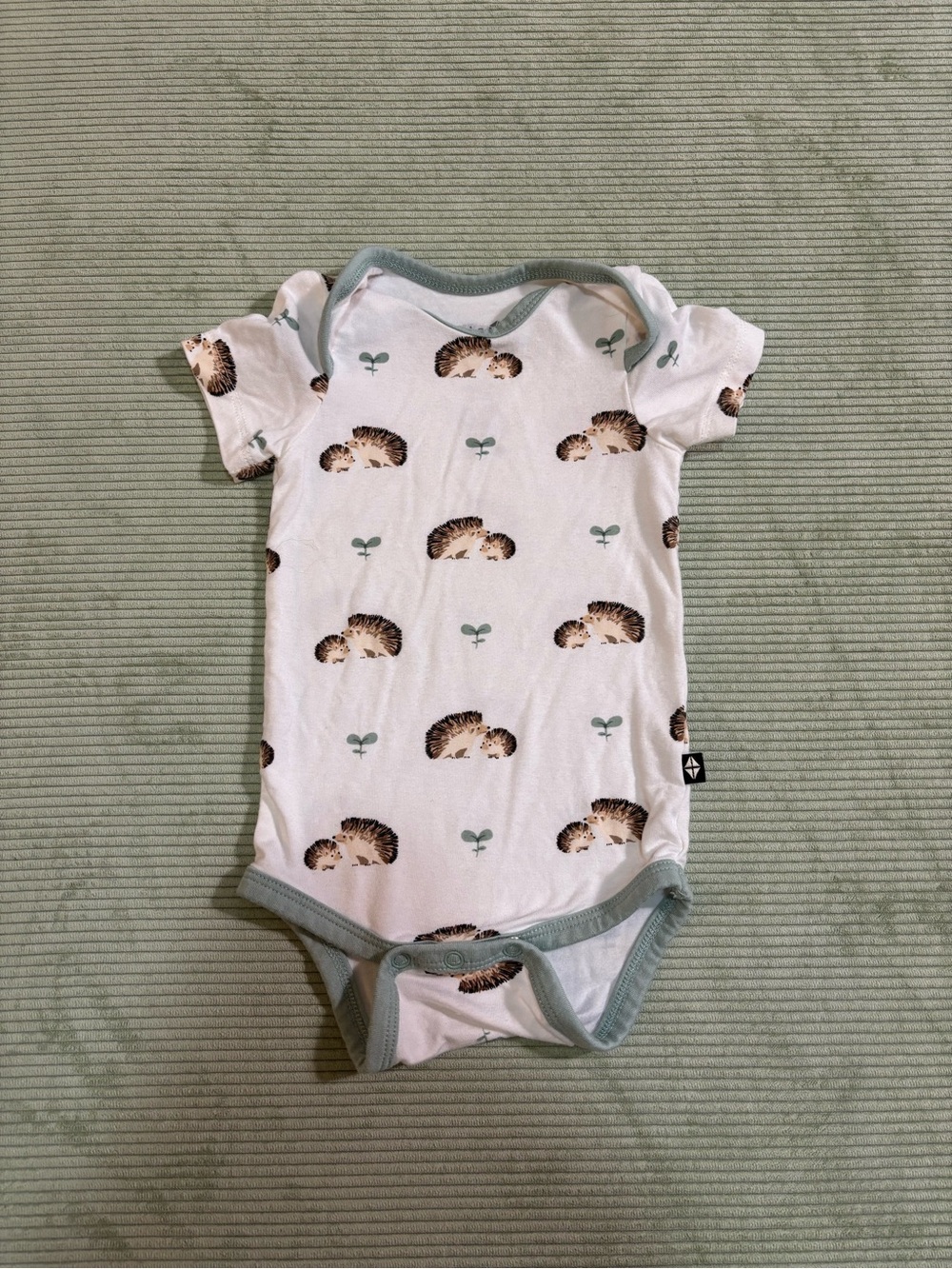 Kyte BABY Hedgehog Onesie with Sage Trim